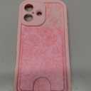 MZELQ Compatible with iPhone 16 Case Silicone Card Holder, Cute Pattern Rose Flower Floral Cover for Girls Women -Pink