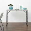 Office Star Resin Multipurpose Rectangle Table, 4-Feet Long, Height Adjustable, Center Folding Table, Light Gray