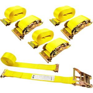 KJE E-Track Ratchet Straps, 4 Pack 2" x20' Heavy Duty Cargo Tie-Downs, 4500LBS Breaking Strength, Standard E Track Fitting Tie Down Ratcheting Strap for Cargo Vans, Trucks, Trailers