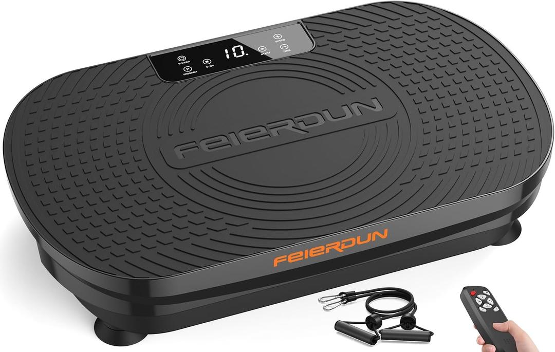 FEIERDUN Vibration Plate Exercise Machine, Vibration Plate for Weight Loss, Whole Body Vibration Plate Machine w/Loop Bands, Remote Control
