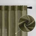 MIULEE Light Olive Green Linen Curtains 84 Inch Length 2 Panels for Bedroom Living Room, Soft Linen Textured Natural Window Drapes Semi Sheer Light Filtering Back Tab Rod Pocket Burlap Look Decor
