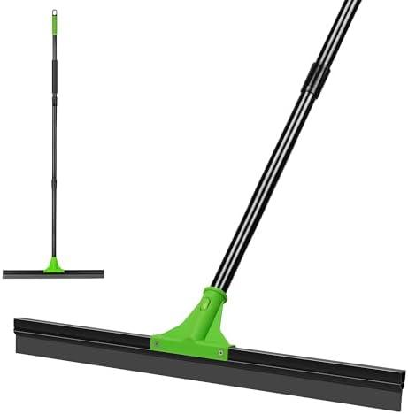DALIPER Rubber Floor Squeegee with 24” Heavy Duty Silicone Rubber Scraper Head and 60” Long Adjustable Handle, Shower Squeegees for Concrete Floor, on Multi-Surface Tile Glass Pool Garage Cleaning