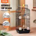 VEVOR 41-inch Open Top Large Parrot Bird Cage, Hanging Bird Cage for Parakeets Finches Canaries Lovebirds Cockatiels Budgies Small Quaker Conures Travel Pet Flight Birdcage with Swing and Perch