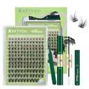 KEYYOU LASH Clusters kit 144pcs with Colored Eyelash Clusters Individual Eyelash Extension Kit 8-18mm with Lash Bond Seal Remover Applicator for DIY Lashes Extensions at Home(C01)