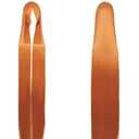 Ansho 150cm/59 Inches Long Straight Wigs with Bangs Women's Costume Wigs Synthetic Heat Resistant Hairpieces Cosplay Wig for Halloween Party (Orange)