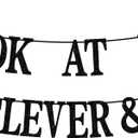 Black Glitter Look At You All Clever & Sh*t Banner, Class of 2025/Congrats 2025 Grad/Done & Congratulations, 2025 Graduation Party Decorations