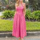 ZESICA Women's Summer Sleeveless Floral Wedding Guest Maxi Dress | Halter Neck, Flowy A Line, High Waist, Long Dress, Cocktail Party, Beach Vacation, Graduation, Bridal Shower, 2026 Fanshion