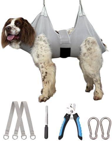Kkiimatt Dog Grooming Hammock Hanging Harness for Nail Trimming,X-Large Dog Grooming Sling with Thick Neck Support,Gray Dog Holder for Pet Grooming Kkiimatt Dog Grooming Hammock Hanging Harness for Nail Trimming,X-Large Dog Grooming Sling with Thick Neck Support,Gray Dog Holder for Pet Grooming