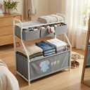 GRANNY SAYS Storage Cabinet with Shelves and Fabric Bins, 3-Tier Organizer Rack with Large Storage Box, Multi-Functional Standing Shelf for Living Room Bedroom Entryway, Gray (Grey)