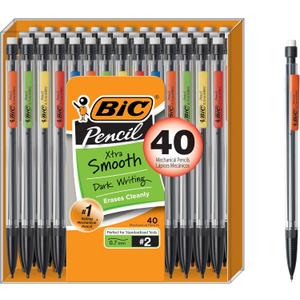 BIC Xtra Smooth Mechanical Pencil with 0.7 mm Medium Point, Refillable and Retractable, 40-Count Pack