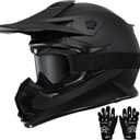 TRIANGLE Adult Dirt Bike Helmet Full Face Motocross Helmets DOT Certified, Matte Black, XX-Large