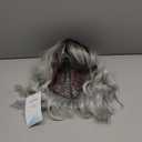 MINLEE Silver Gray Wig with Bangs for Women 14 Inch Short Bob Wavy Curly Wig Gray Hair Wigs Heat Resistant Synthetic Wigs