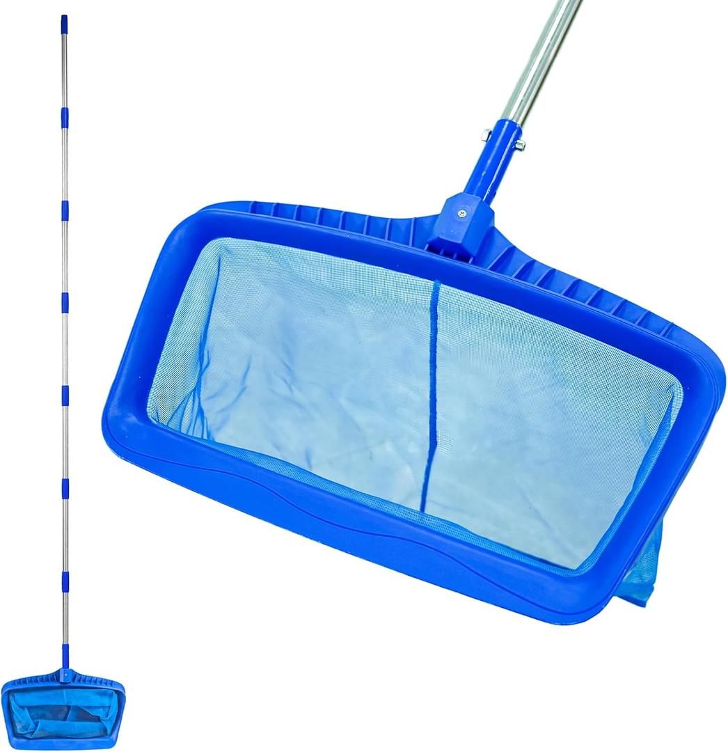 Pragmatist Pool Skimmer Net with 113.2 Inch Stainless Steel Pole, Deep Fine Mesh Swimming Pool Cleaning Net Large Capacity Pool Net for Pools, Spas, Ponds, Hot Tubs