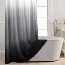 Small Stall No Hook Shower Curtain with Snap in Liner, Black and White Shower Curtains and Liner Set, Ombre Hotel Fabric Bath Curtain for Bathroom, Mesh Top Window Waterproof Washable, 36 x 74