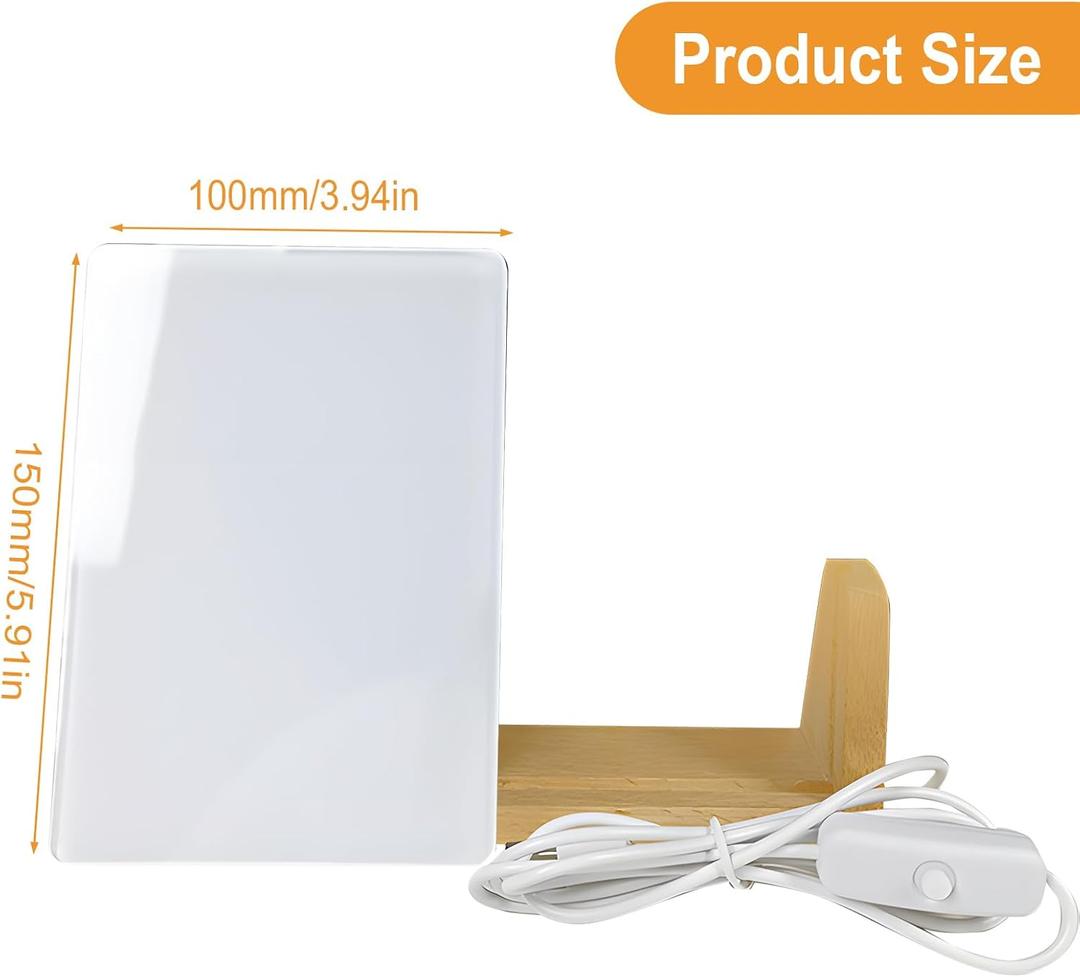 SYWAN Sublimation Night Lights Blank, 2 Pack Wood LED Acrylic Photo Frame 4" x 6" with Warm Light Sublimation Picture Frame Wood Stand Light for Heat Press Machine Printing