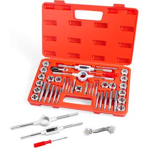 EFFICERE 40-Piece Premium Tap and Die Set, SAE Unified Screw Thread, Size #4 to 1/2 | Include UNC Coarse, UNF Fine and NPT Threads | Essential Threading Tool Kit with Complete Handles and Accessories