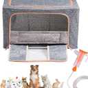 Puppy Incubator, Pet Atomization Oxygen Box, Incubator for Kitten and Puppies, Pet Nncubator with Nebulization Kit and Pets Blanket 100L