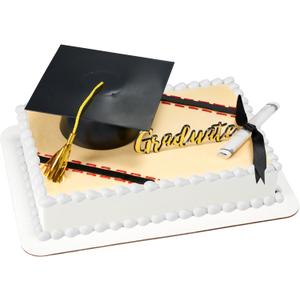 DecoPac Mega Graduation Cake Topper Set, Grad Cap, Gold Graduate Pic, & Diploma Cake Decoration Kit - 3 Piece Set