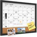 MaxGear Dry Erase Board Calendar Whiteboard for Wall, 17 x 13 White Board with Cork Board, Monthly Bulletin Board Calendar with Wood Frame, Whiteboard & Corkboard Combo for Office, School, Home