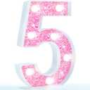 Marquee Number Lights, Pink Light Up Numbers for Girls 5th Birthday, Battery Powered Glitter Number Night Light Gift for Wedding Christmas Bedroom Dorm Party Decoration, Cool White Number 5
Visit the Pooqla Store