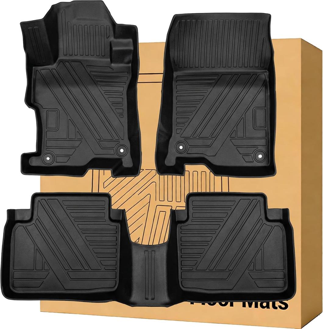 Floor Mats Compatible with 2008-2012 Honda AccordAll Weather Waterproof Durable Anti-Slip Odorless Custom-fit Front Rear Rows Full Set Carpet Protection TPE Liner