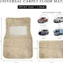 4PCS Car Floor Mats, Anti-Slip Waterproof Car Carpets with Safety Heel Pad, Heavy Duty Floor Mat for All Weather Protection, Universal Trim to Fit for Sedans Trucks SUVs (Beige)