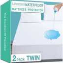 Lunsing 2 Pack Waterproof Twin Mattress Protector, Noiseless, Breathable, and Soft Twin Size Mattress Pad Cover with 6-16 inches Deep Pocket, White