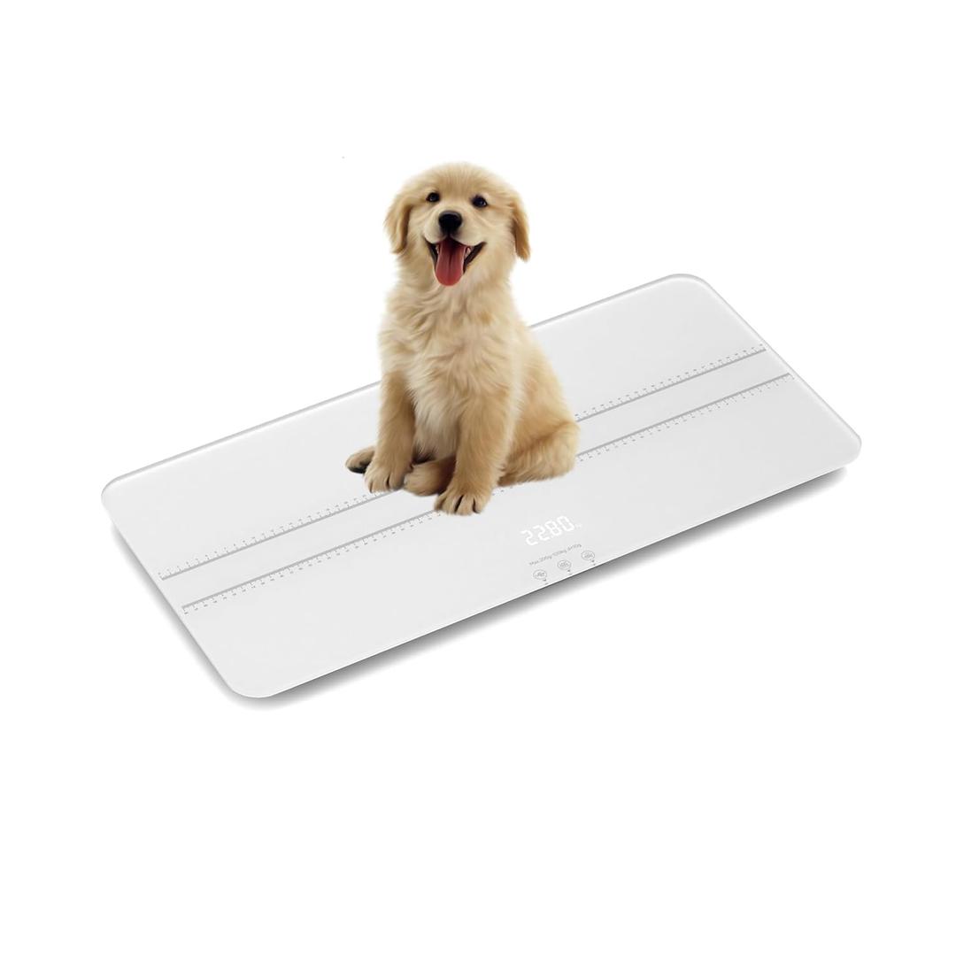 unipaws Digital Pet Scale MAX 220lbs, Medium-Small Veterinary Scale for Dogs Cats, Baby Scale with 3 Weighing Modes, Lbs, Kg, St, 27 x 13 Inches LCD Platform Scale, Accuracy: 10g (27"W x 13"D)
