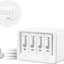 Gitryin 12-in-1 Desktop Charging Station with 4 Retractable Wall Chargers, 40W USB-C Power Strip with 4 AC, 4 USB C, 4 Type-C 31.5in Cables, Extension Cord with 1020J Surge Protection for Home Office