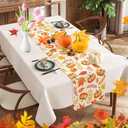 2 x ACZHHZC Pumpkin Fall Table Runner, Maple Leaf Autumn Thanksgiving Kitchen Dining Table Decorations for Home Party Decor (Orange 2, 13x72 Inches)