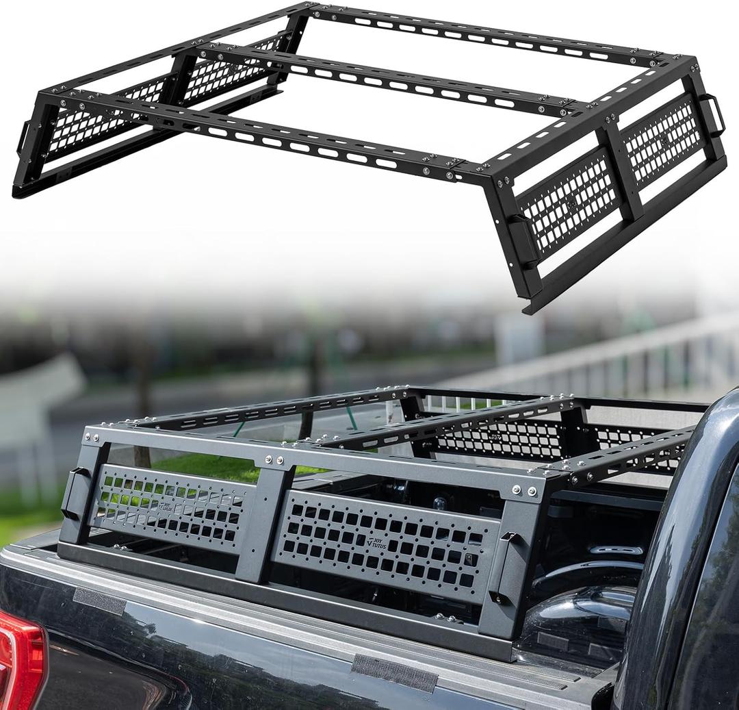 JOYTUTUS Full Size Truck Bed Rack, Overland Bed Racks for Trucks Compatible with F150 F250 F350 Silverado Sierra Ram, 11.8 Inch High Truck Bed Rack for Roof Top Tent, with Wider Molle Panel