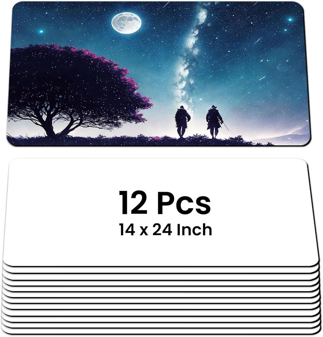 12 Pcs Sublimation Playmat Mouse Pad Blanks 24"x14" Large Desk Mat Sublimation Mousepad Blanks Bulk for Heat Press Printing Custom Design Gifts Non-Slip Rubber Base