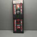 LaRibbons Christmas Wrapping Paper Sets, Santa & Snowflake & Gingham & Stripe Design with Ribbons & Gift Tags & Metallic Pom Pom for Christmas, Holiday, 30Inch × 10Feet（ 4 Rolls: 100 Sq.Ft.Ttl）