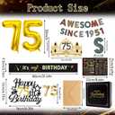 75th Birthday Decorations for Men - Vintage 1951 Birthday Supplies with Banner, Crown, Sash, Cake Topper, Gold 75 Number Balloons, Card with Envelope, 75 Year Old Party Decor Set for Him