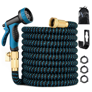 75 ft Expandable Garden Hose - Kink Free Flexible Water Hose 75ft with 10 Pattern Spray Nozzle, 3/4 Solid Brass Connectors, Retractable Latex Core - Lightweight Expanding Hose