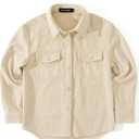 Spring&Gege Boys Long Sleeve Corduroy Shirts Western Pearl Snap Shacket with Flap Pockets Beige XL