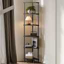 6 Tier Corner Shelf, 66.5'' Tall Standing Shelf, Narrow Display Shelf Stand, Modern Corner Bookshelf, Plant Stand, Corner Bookcase for Living Room, Bedroom, Bathroom, Black LCS502B