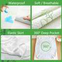 Split King Mattress Protector for Adjustable Bed, Cooling and Breathable Bamboo Viscose Waterproof Split Top King Mattress Pad Cover with 6-18 inches Deep Pocket, 32-34 inches Split from Head