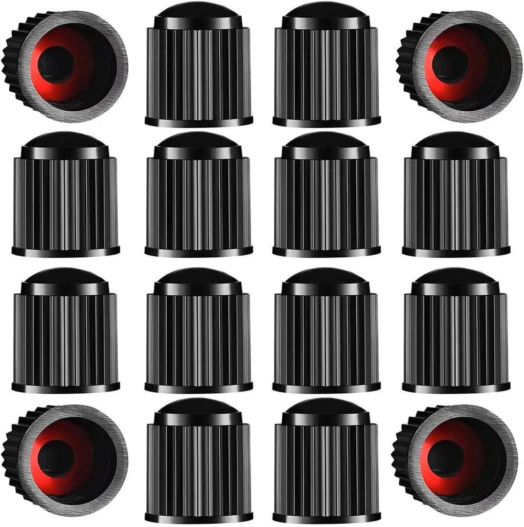 Tire Valve Stem Caps The Upgraded Version has a Sealing Ring for Car, Motorbike, Trucks, Bike, Bicycle Black (24)
