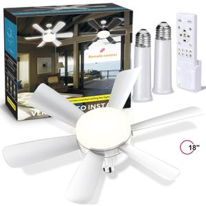 Laliled Ceiling Fan with Light  Socket Fan Light with Remote & APP Control, 18 inch Small Ceiling Fan 6 Speeds and 3 Lighting Modes, Ideal for Bedroom, Kitchen, Dining Room, and Living Room (White)