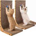 2 Pack Cat Scratcher, 23.6 Inch L Shape Vertical Cat Scratching Board with Ball Toy for Indoor Cats, Large Cat Scratching Post for Wall and Couch