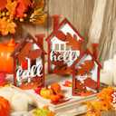 Yousoontic 3 Pcs Hello Fall Decor Signs Maple Leaves Tabletop Decor 3D Hollow Thanksgiving Leaves House Sign Rustic Tiered Tray Decorations Autumn Table Centerpieces for Home Kitchen Harvest