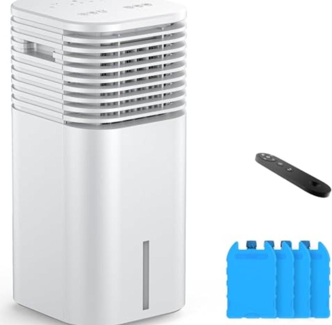 FLOWBREEZE 24" Windowless Portable Air Conditioner, 15H Timer&120°Oscillation, 3-IN-1 Portable AC Unit w/Remote, 2Gal Tank, 3 Modes & Speeds, Ultra-Quiet Ventless Swamp Cooler for HomeOffice, Pearl