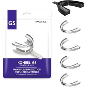 KOHEEL GS Mouth Guard with Forming Tray, Moldable and Easy to Use Dental Guard, Stops Bruxism Night Guard, 5 Count (Black, Large Size)