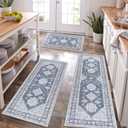 HEBE Boho Kitchen Rug Sets 3 Piece with Runner Non Slip Kitchen Rugs and Mats Washable Kitchen Mats for Floor Thick Kitchen Floor Mat Carpet Runner Rugs for Hallway Laundry Holiday Decor