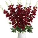 Delphinium Artificial Flowers,8PCS Silk Larkspur Flowers 33.5'' Long Stem Burgundy Flowers for Tall Vase Home Wedding Garden Table Decor(Burgundy)