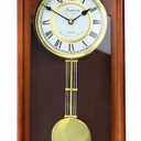 Bedford Clock Collection Jacob 22.75 Inch Mahogany Chiming Pendulum Wall Clock