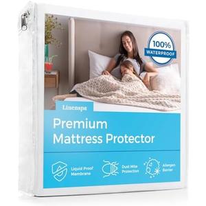 LINENSPA Premium Waterproof Mattress Protector - King Size - Breathable - Fitted Style - Machine Washable & Dryer Safe - Mattress Protector for Kids, Teens, and Adults, White