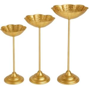 Garden Of Arts Tealight Holder Urli Bowl Stand | Set of 3 Decorative Urli Stands Christmas Center Piece for Home Decor | Ideal for Floating Diya/Candle for Diwali & Thanksgiving & All Festival