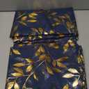 Deeprove Sheer Curtains 96 Inches Long 2 Panels, Gold Foil Metallic Vine Leaves Print Window Treatments Pair for Bedroom, Golden Bronzing Privacy Drapes, Rod Pocket, 52" W x 96" L, Navy Blue